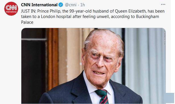 菲利普亲王因身体不适被送往医院白金汉宫与新冠肺炎无关