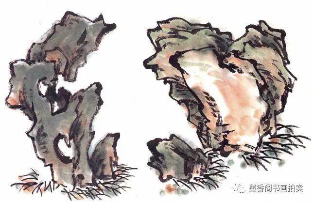 牡丹配应该湖石应该怎么画教程解析名家牡丹湖石欣赏