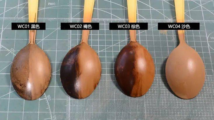 常用wc系列渍洗液旧化渗线效果对比