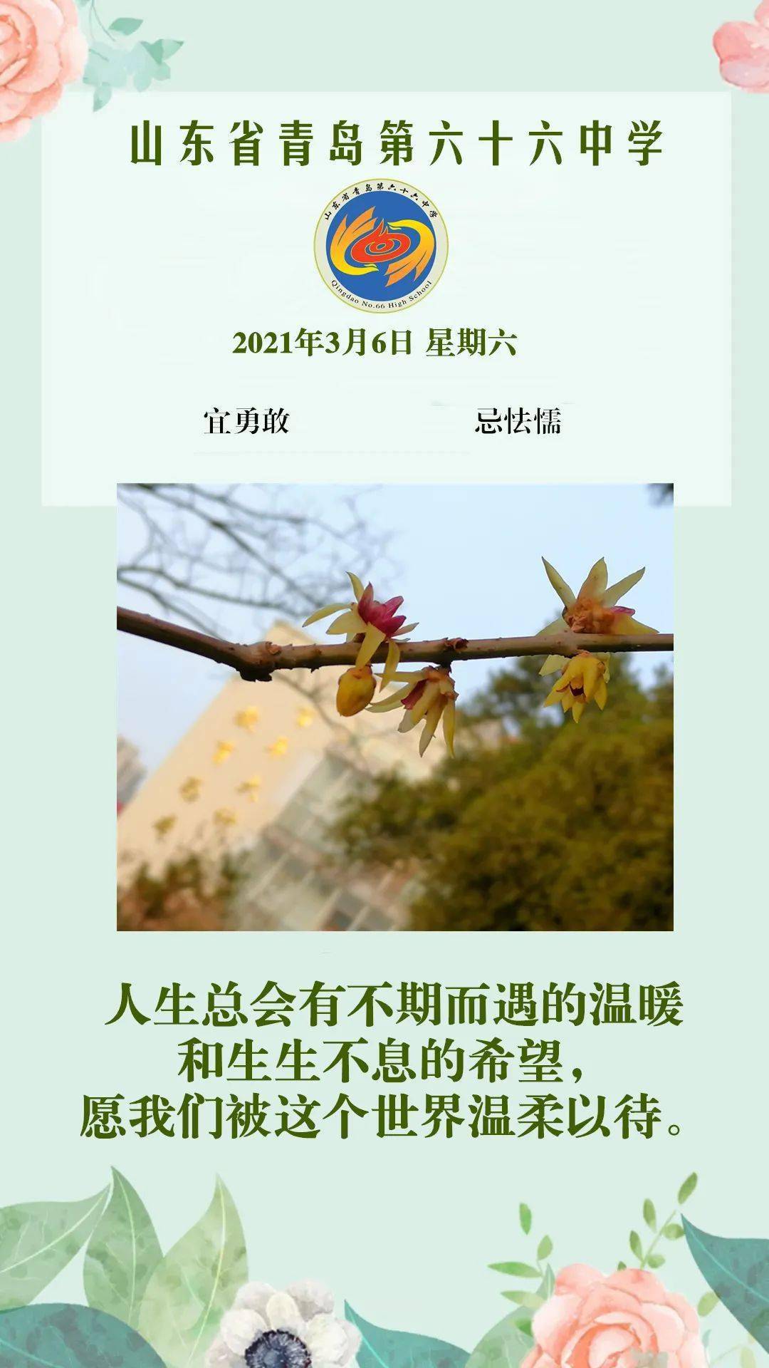 每日心语人生总会有不期而遇的温暖和生生不息的希望67愿我们被这个