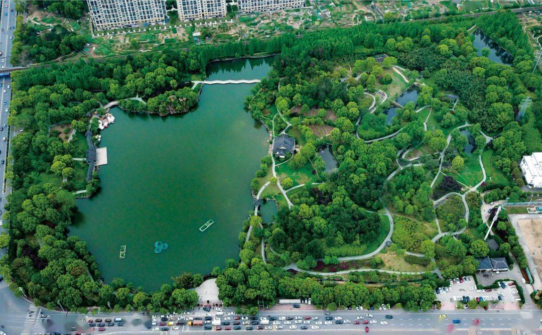 图:香樟公园目前,全市森林覆盖率达56.68%,建成区人均公园绿地面积12.