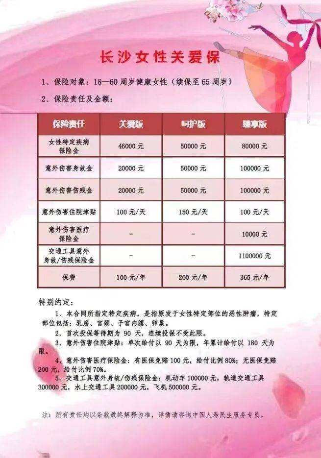 望城姐妹100元104000元湘女关爱保给你健康保障