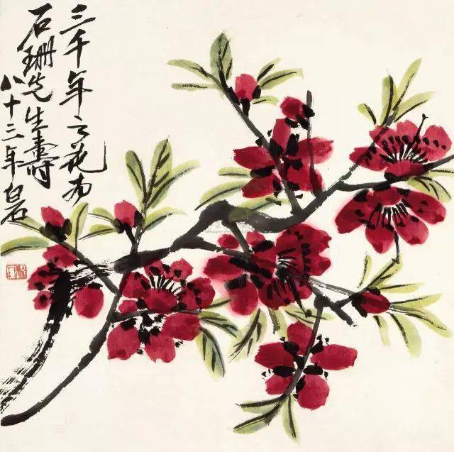 齐白石画桃花寥寥数笔满满的春天气息