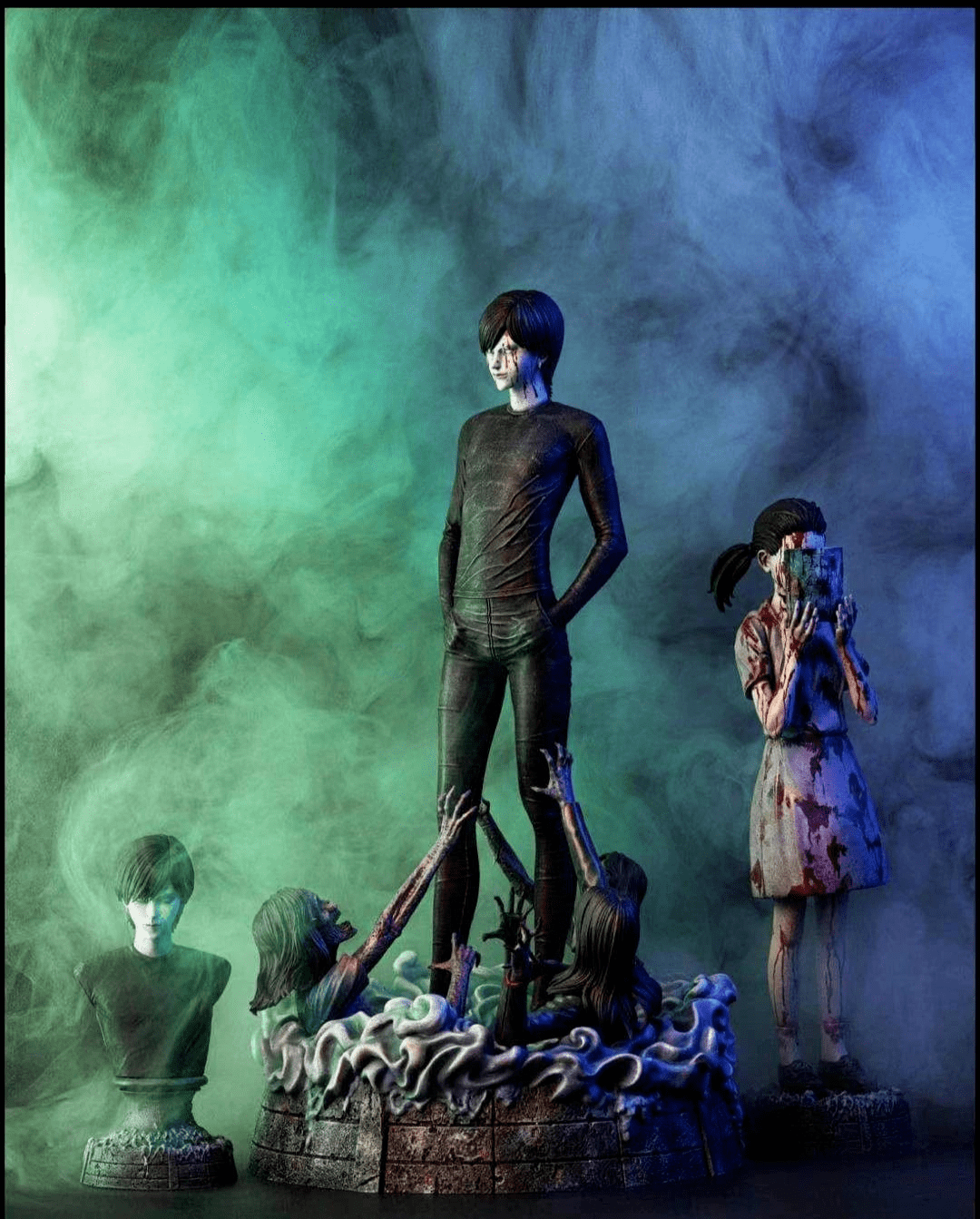 模玩情报分享echoesgallery伊藤润二经典作品十字路口的美少年雕像