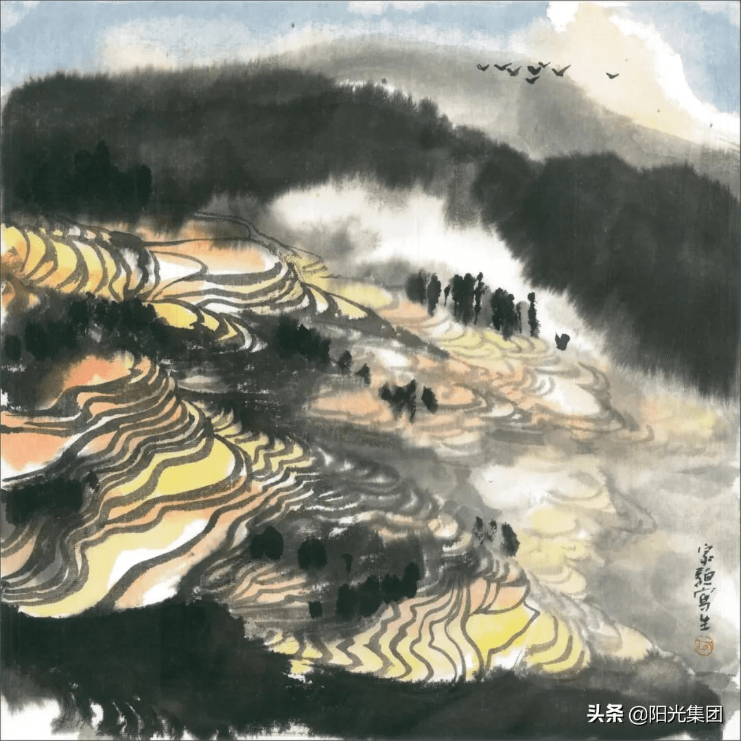 何家骢云南元阳梯田水墨写生作品展在石简书店举办