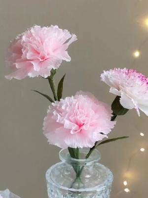 38手工diy手工花皱纹纸康乃馨