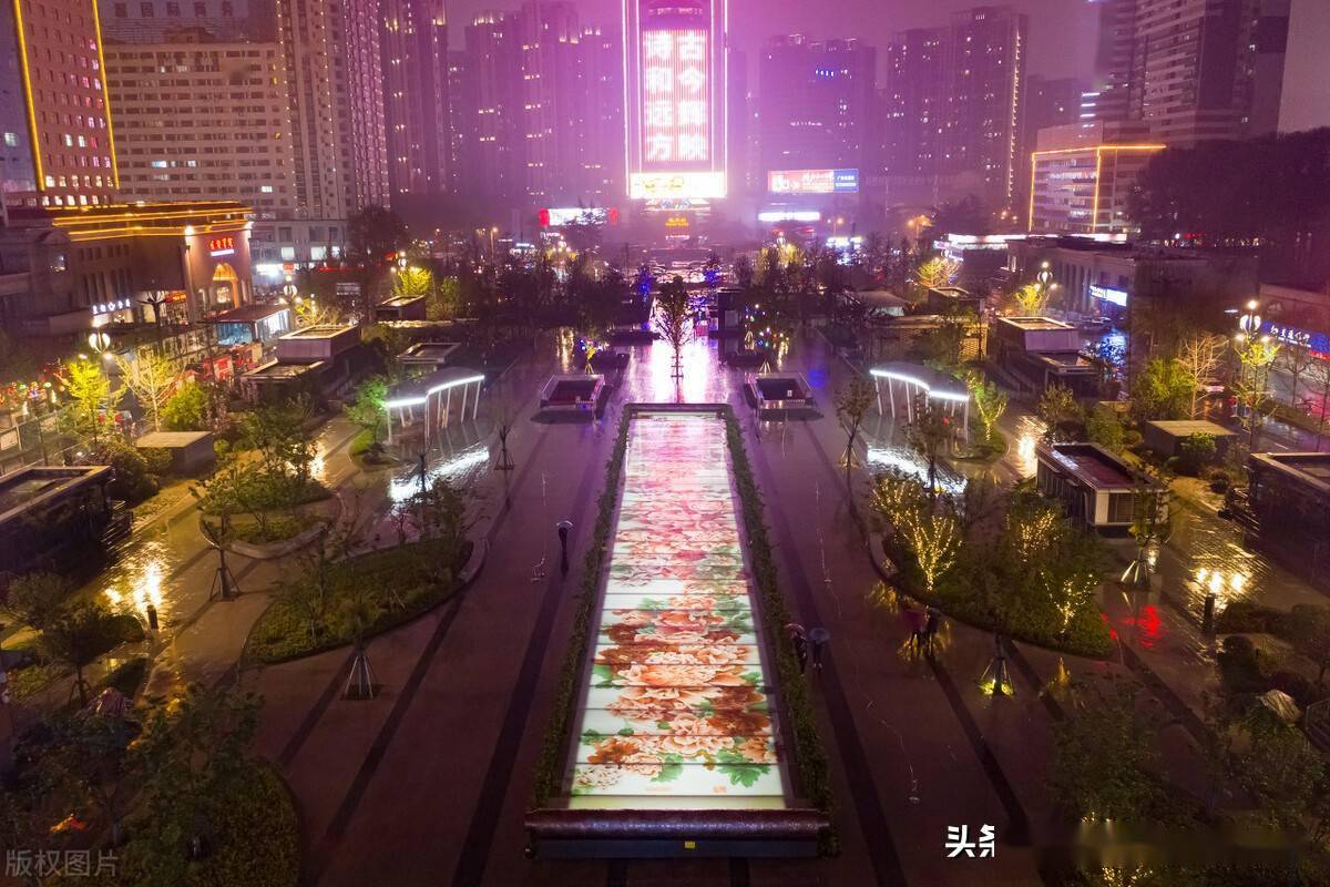 洛阳牡丹广场69米长巨幅玻璃牡丹画惊艳全城众多市民打卡拍照