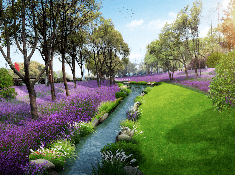 在实施过程中最小化破坏原有生态,突出"青";最小化减少工程动土,突出"