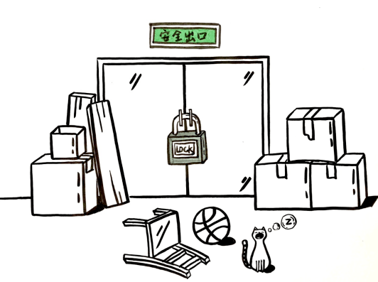 间等公共区域堆放可燃杂物;防盗网必须开逃生窗;不堵塞占用消防车通道