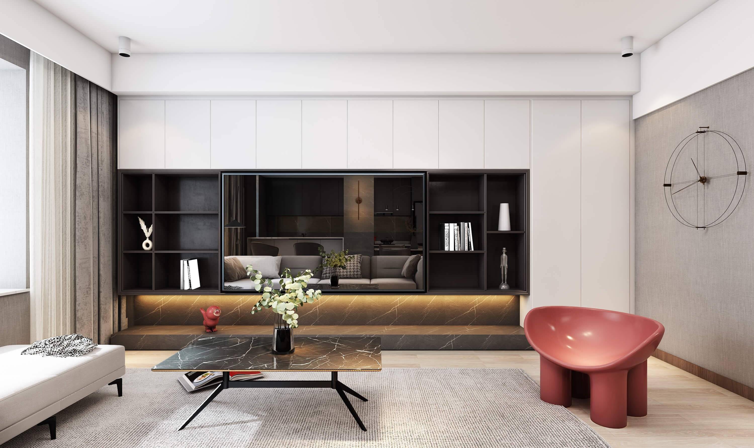 次卧-低调温和的冰川灰作为卧室的墙面基调,增添空间高级感餐厅-流线