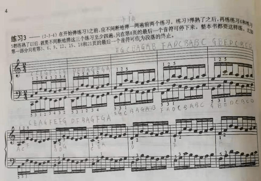 钢琴指法练习曲谱_钢琴入门指法练习谱(4)