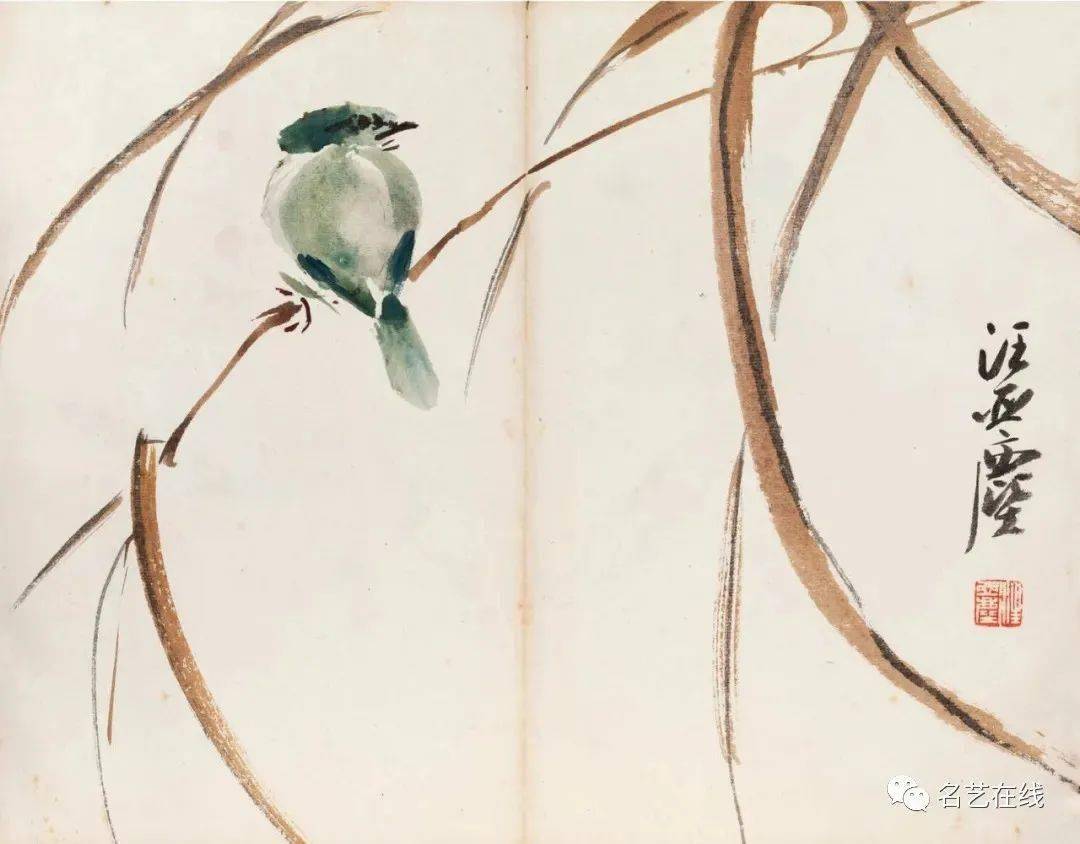 汪亞塵《花鳥畫稿冊》,格調雅緻_作品