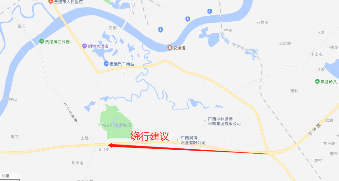 (二)木梓,木格,桥圩去往贵港城区方向车辆可绕行走g80线广昆高速公路