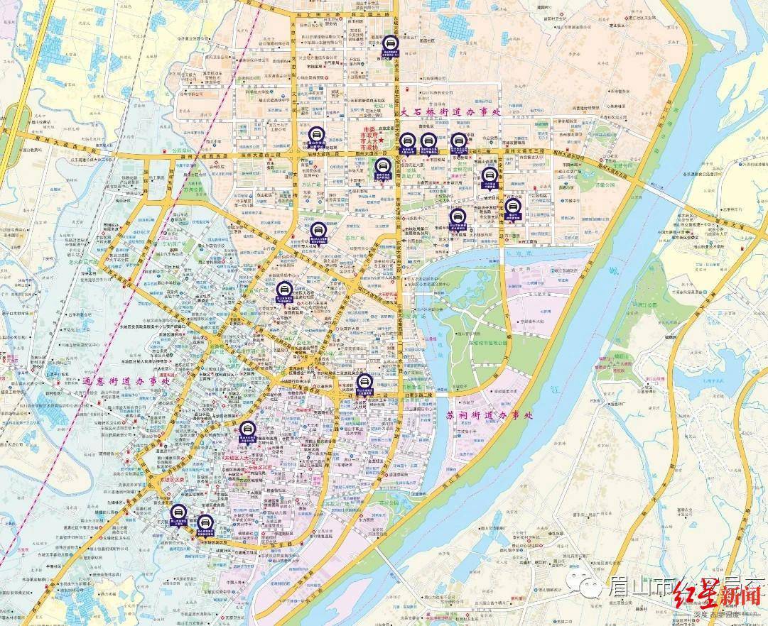 15个免费停车点:投资促进大厦办公区,眉山市发展和改革委员会-东门