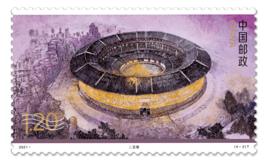 套邮票以土楼的四季为主题,表现了振成楼,二宜楼,田螺坑土楼群,承启楼