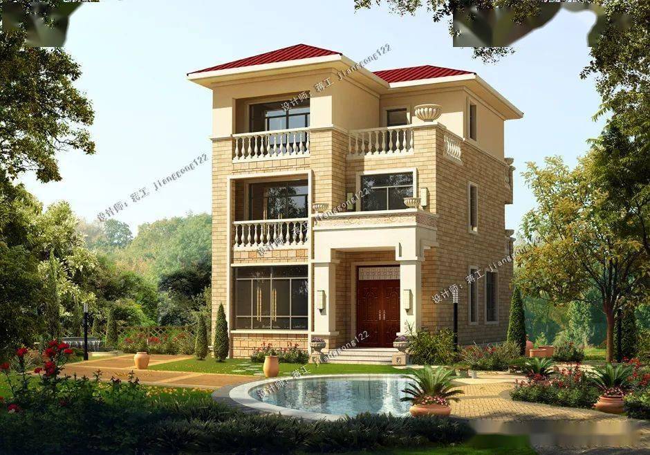 5款三层农村别墅,8米宽还有大露台!村民:咱村不比城里差_建筑