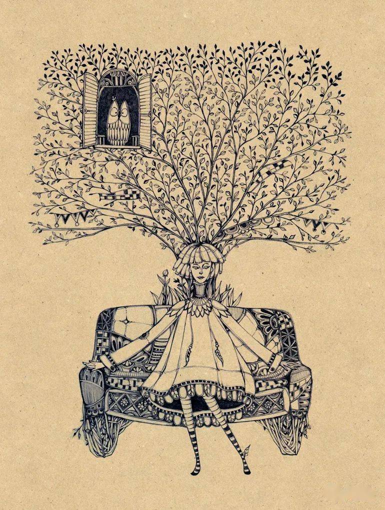 针管笔画出超精致装饰画,太漂亮了_作品