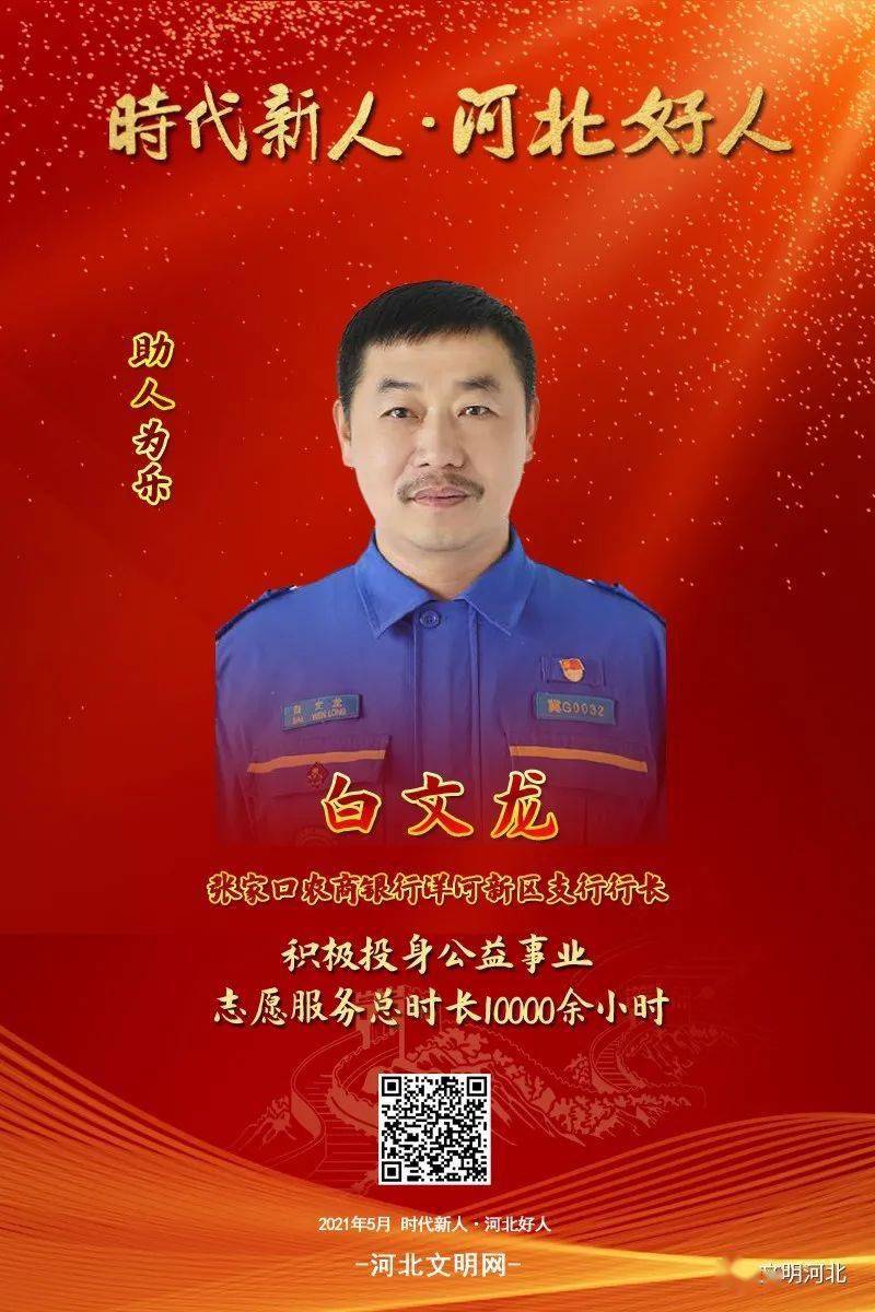 白文龙:积极投身公益事业 志愿服务总时长10000余小时于斌,男,1980年