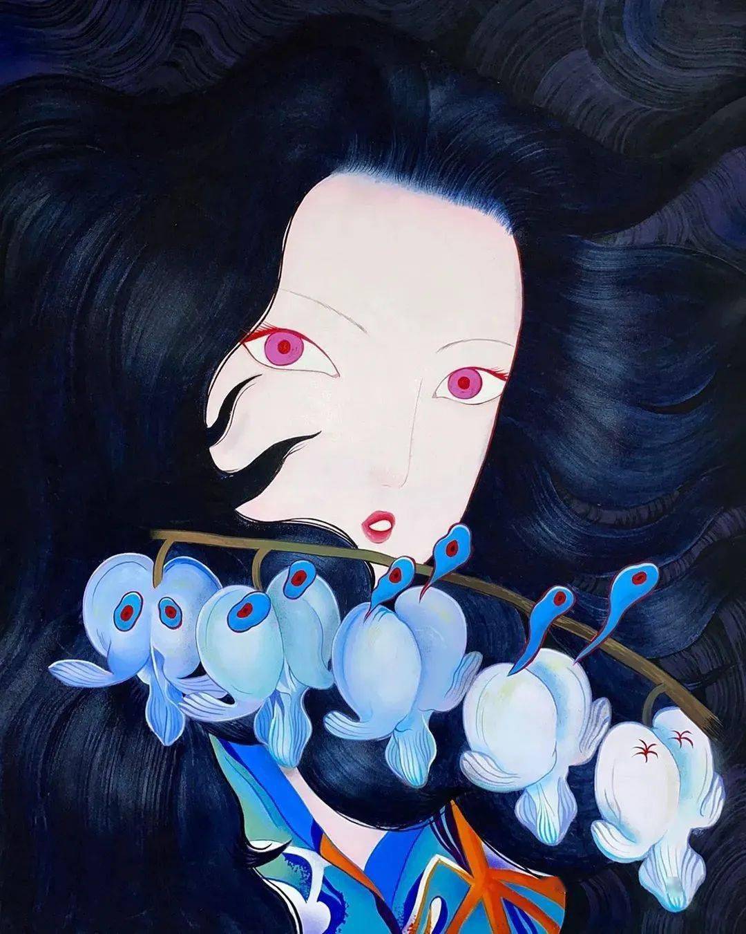 jang koal的插画作品时不时会给人一些阴郁鬼魅的感觉或许是冷灰色调