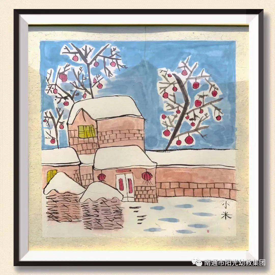 《雪乡》水墨画,水彩画,充分的将色彩与色彩之间相互渗透,发挥了浑然