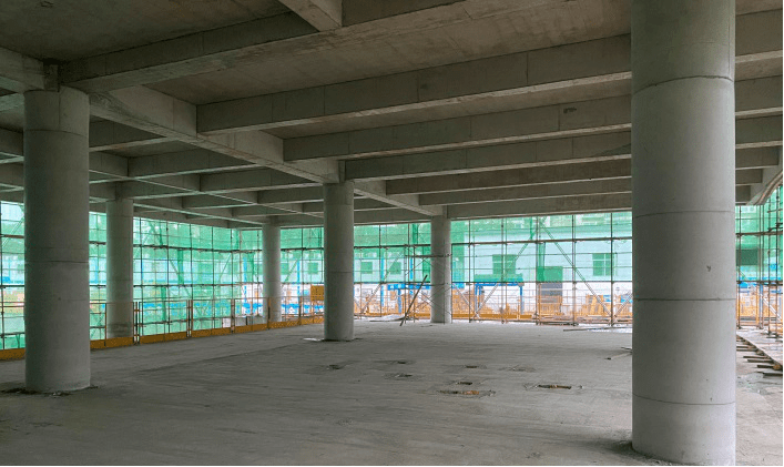 框架柱均为圆柱项目定制圆形模板配以专用钢箍的模板体系成功实现圆柱