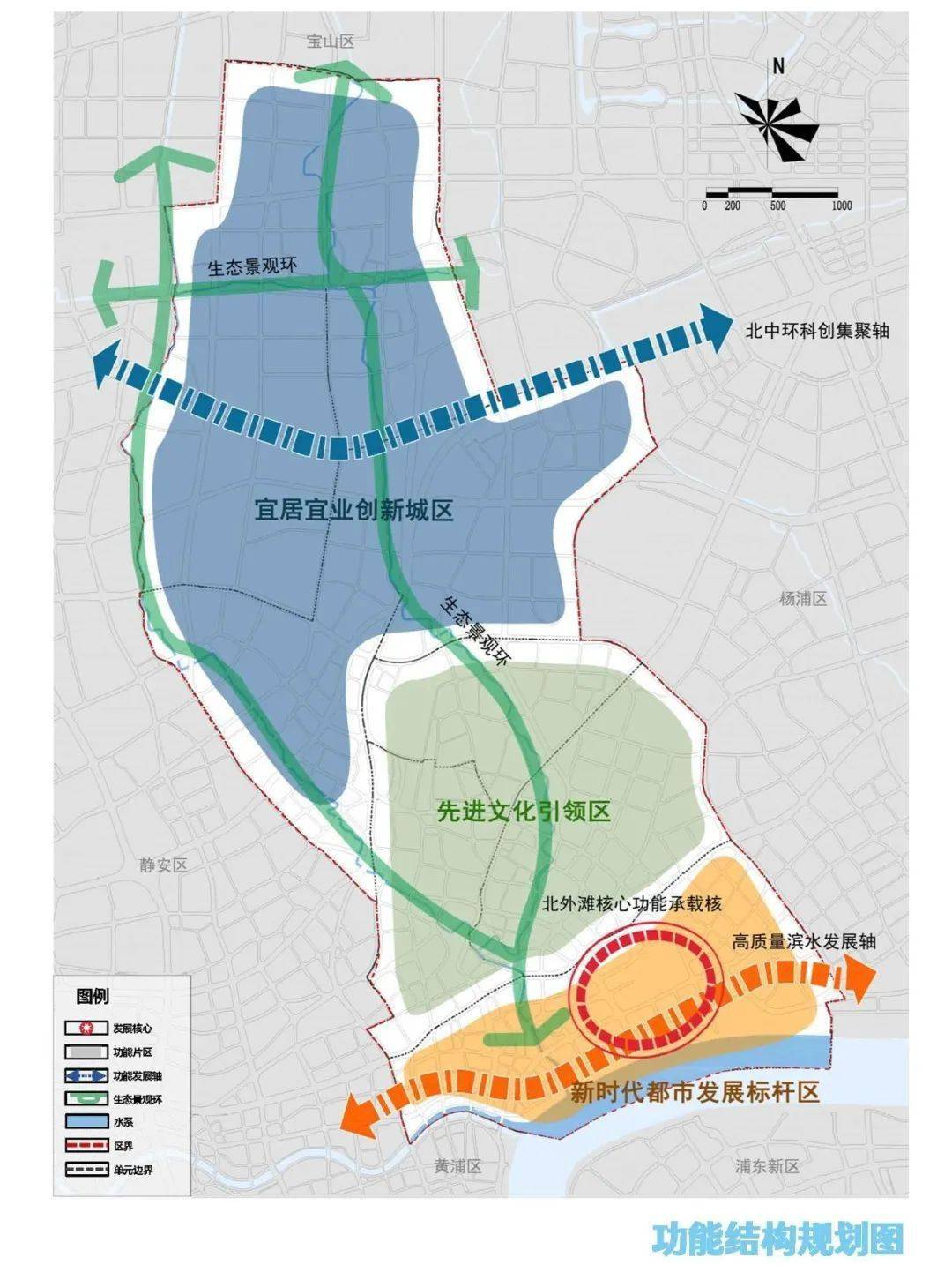 虹口區單元規劃草案今起公示將打造一核三片兩軸一環功能結構