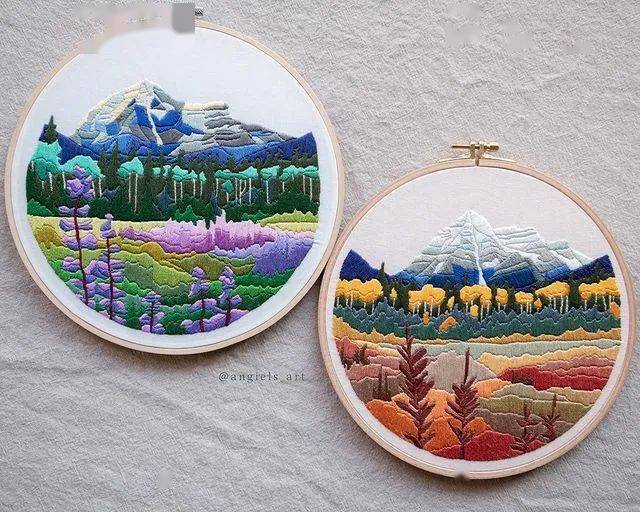 唯美刺绣风景作品 是画也是绣