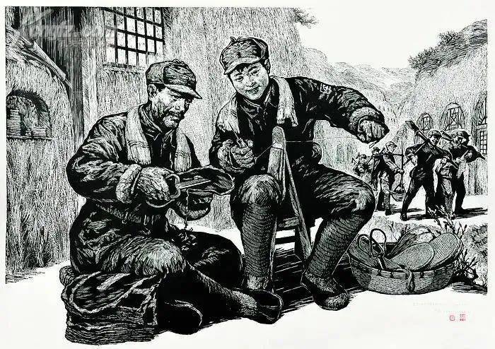 林军老人的版画《靠我们的双手艰苦奋斗》此外,兰世秋也曾关注过当年