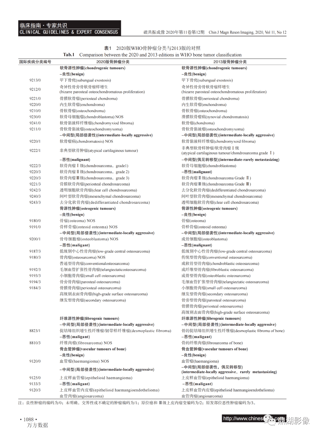 新版2020who骨肿瘤分类解读