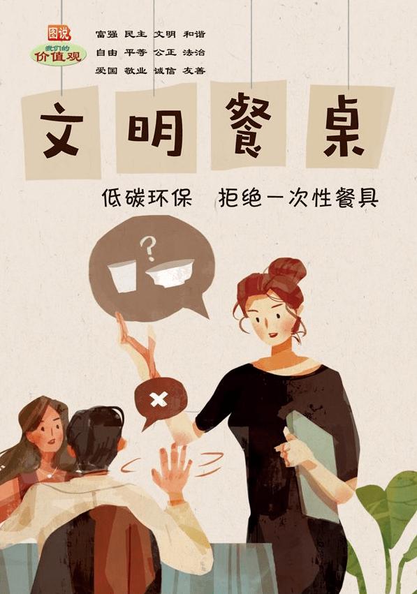 文明餐桌金昌人今天送你一组文明餐桌卡通画