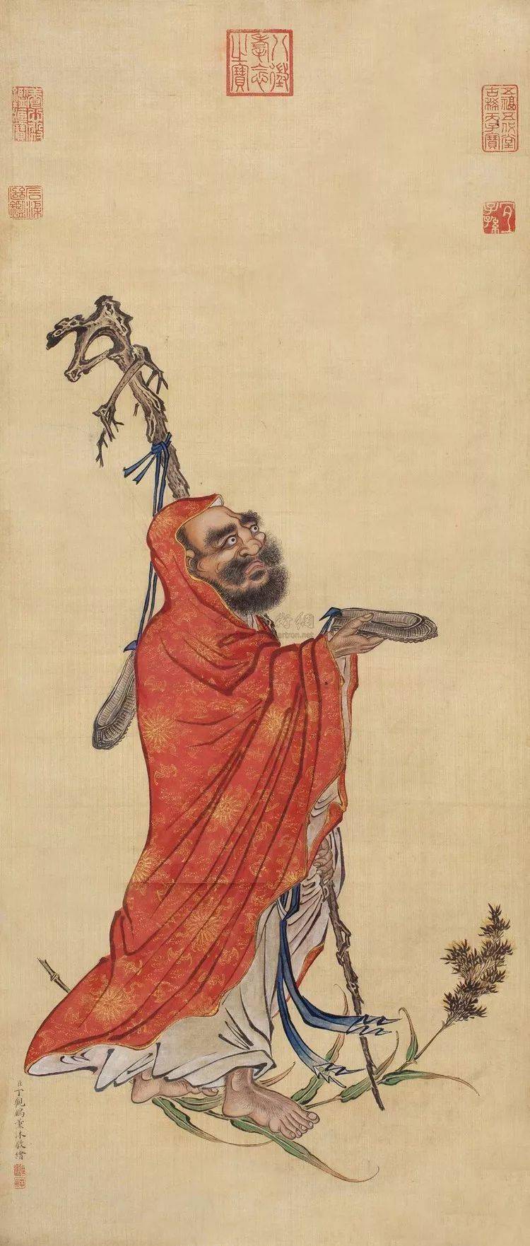 欣赏| 宫廷画家【丁观鹏】释道人物画100图 画风工整细致_乾隆