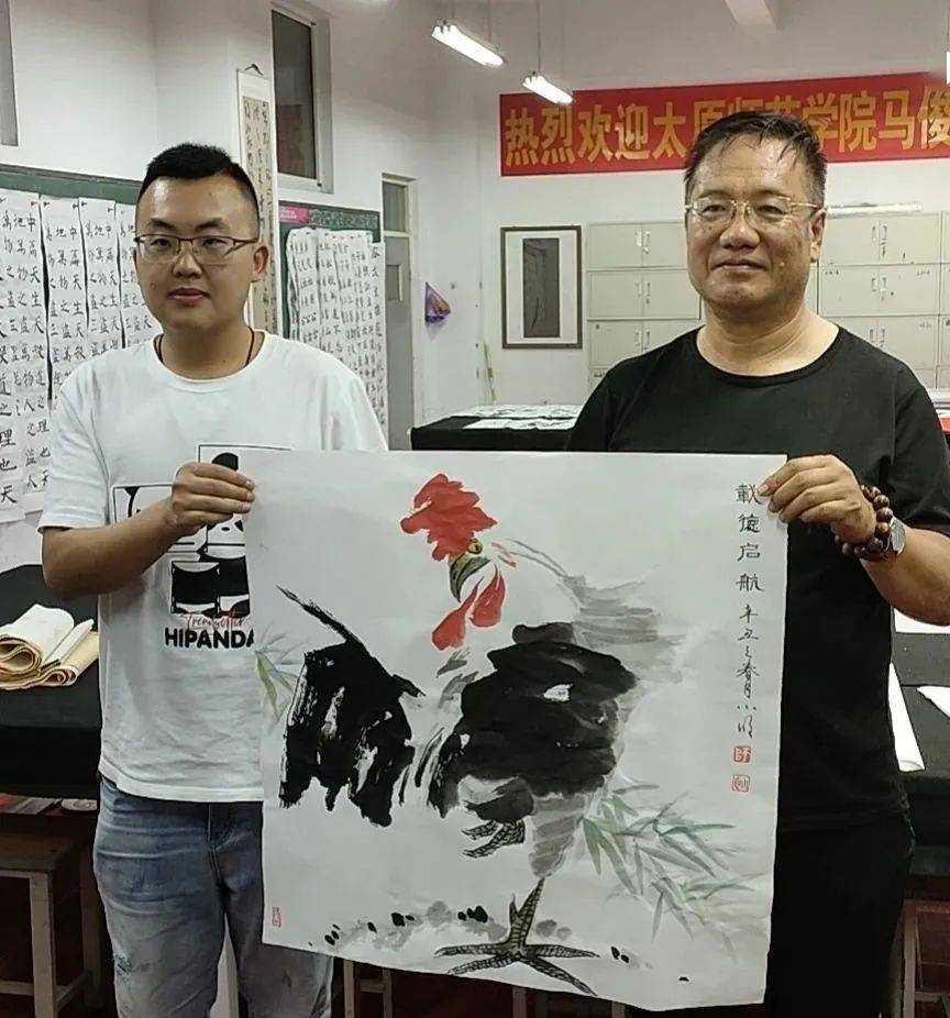 著名书法家吴宪亮师小明王金昌现场挥毫指导学子书法创作