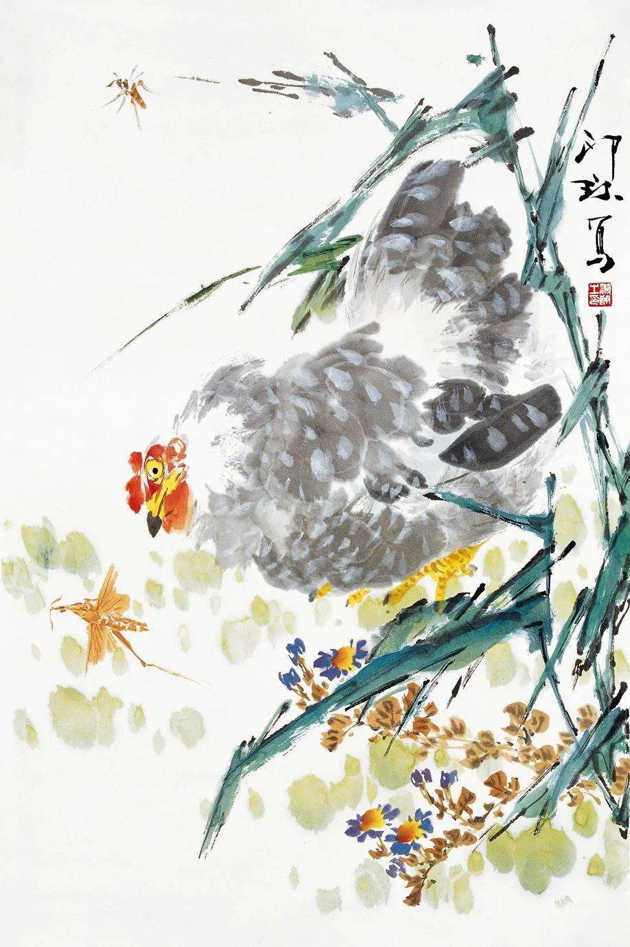 萧朗画鸡 雄鸡赳赳 母鸡柔柔