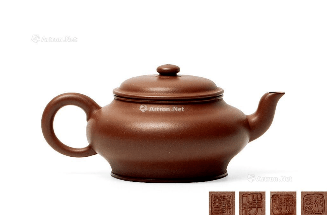 顾景舟 高虚扁壶徐 汉 棠以简练的线条构成淳朴凝重的形体,深厚沁具