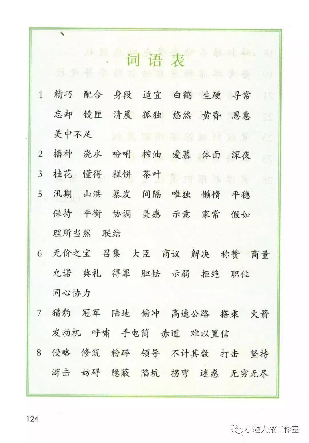 部编版五年级语文上册识字表写字表词语表