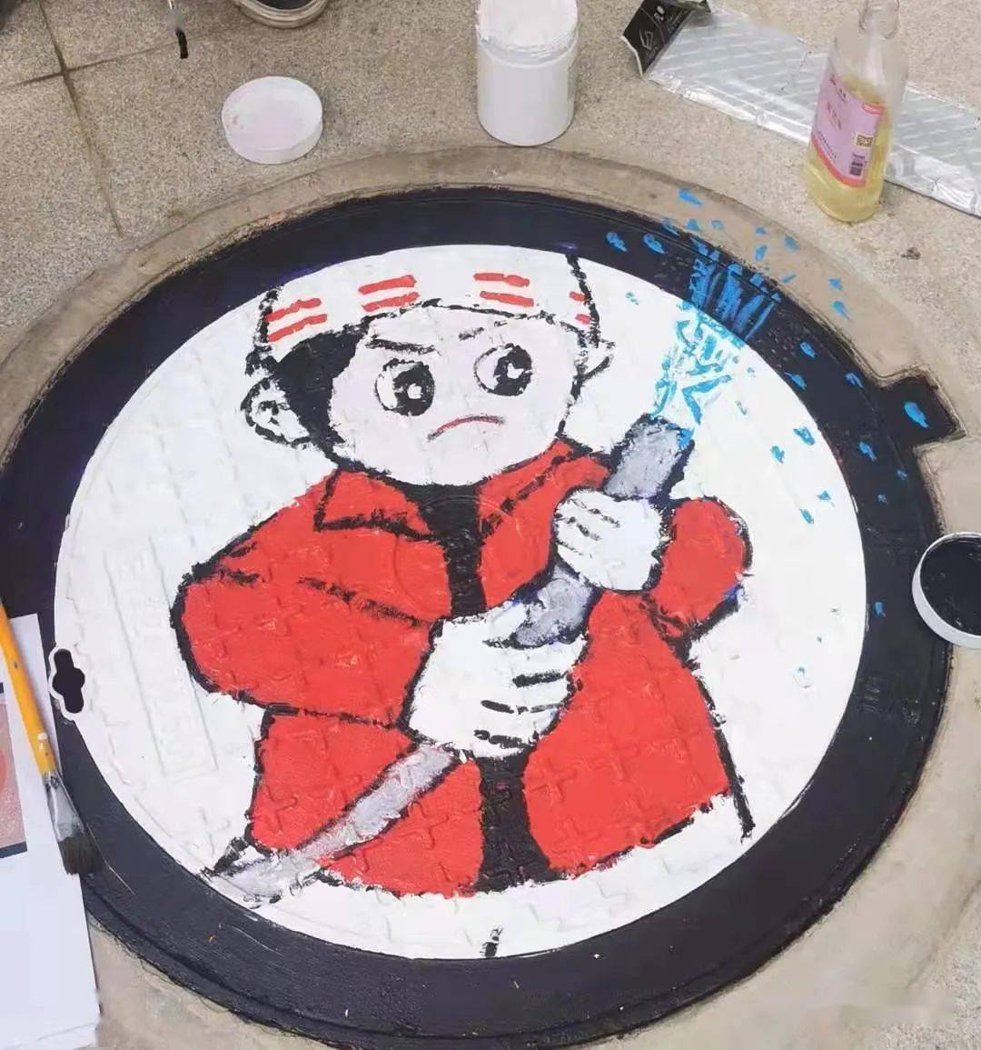 井盖文化绽放校园 ——华池职专庆祝建党100周年系列活动之井盖彩绘