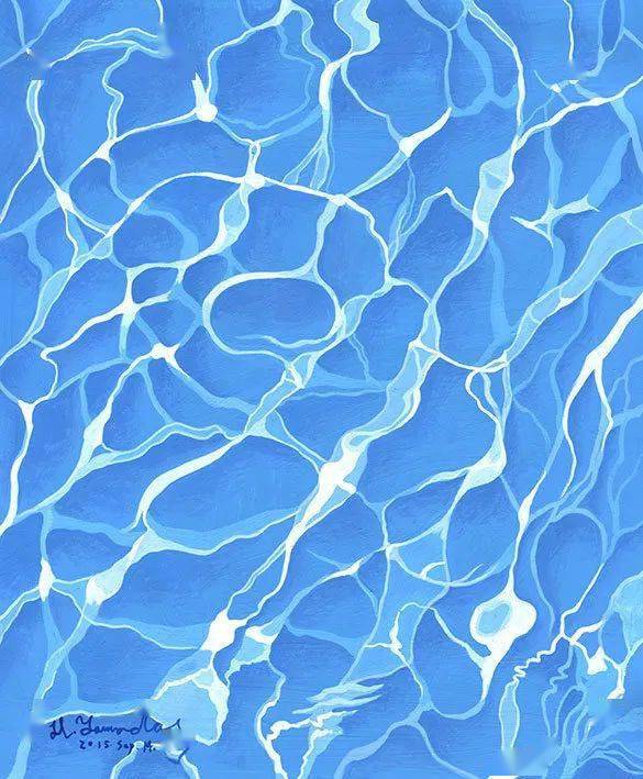 水彩素材水波绘蓝色波浪