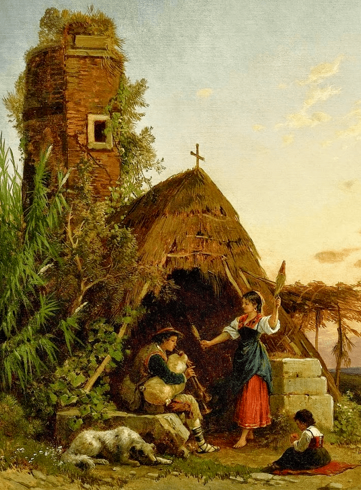 意大利画家赫尔曼·科洛迪的百年前的巨幅风景油画作品欣赏