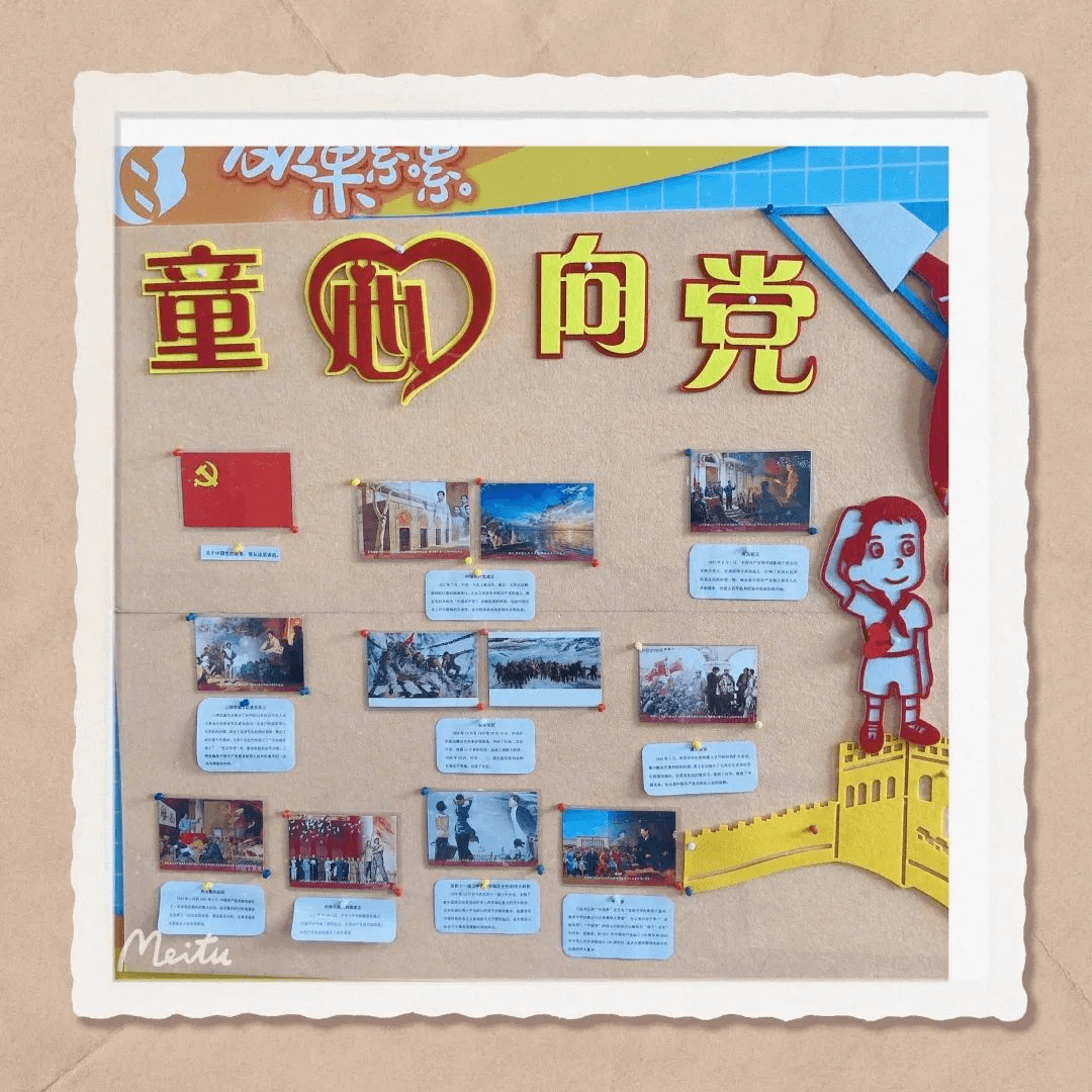 学校将建党100年来的重要事件制作成了一张张党史学习明信片.