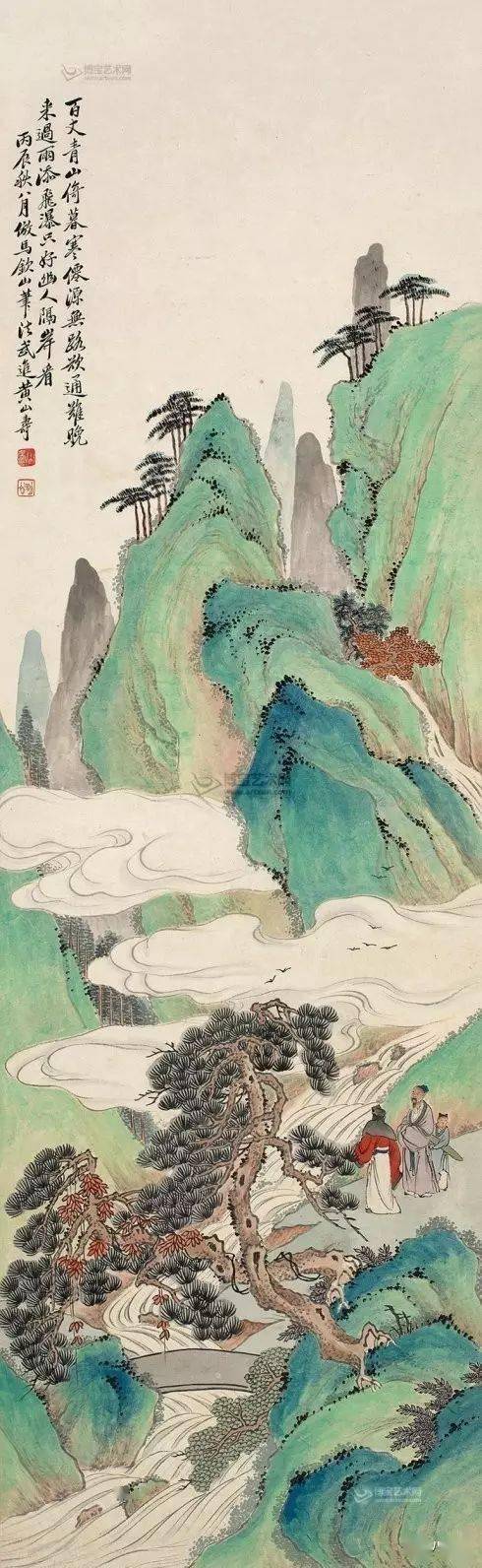 八雅轩丨艺术经典清末名家黄山寿青绿山水欣赏