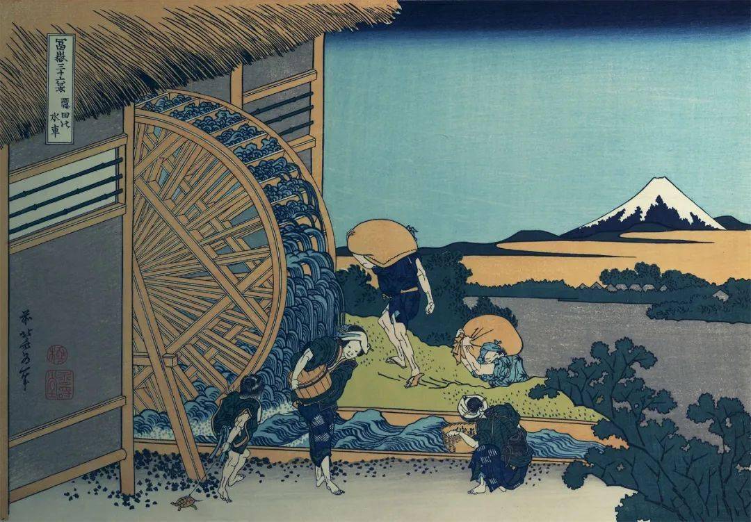 葛饰北斋将日本普通百姓的日常场景用浮世绘的形式展现出来:街道,楼宇