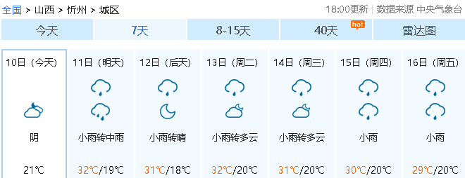 忻州:明天开始全是雨!一直持续到
