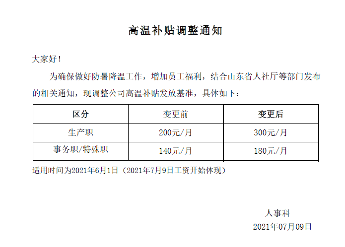 【社內通知】高溫補貼新政策來啦