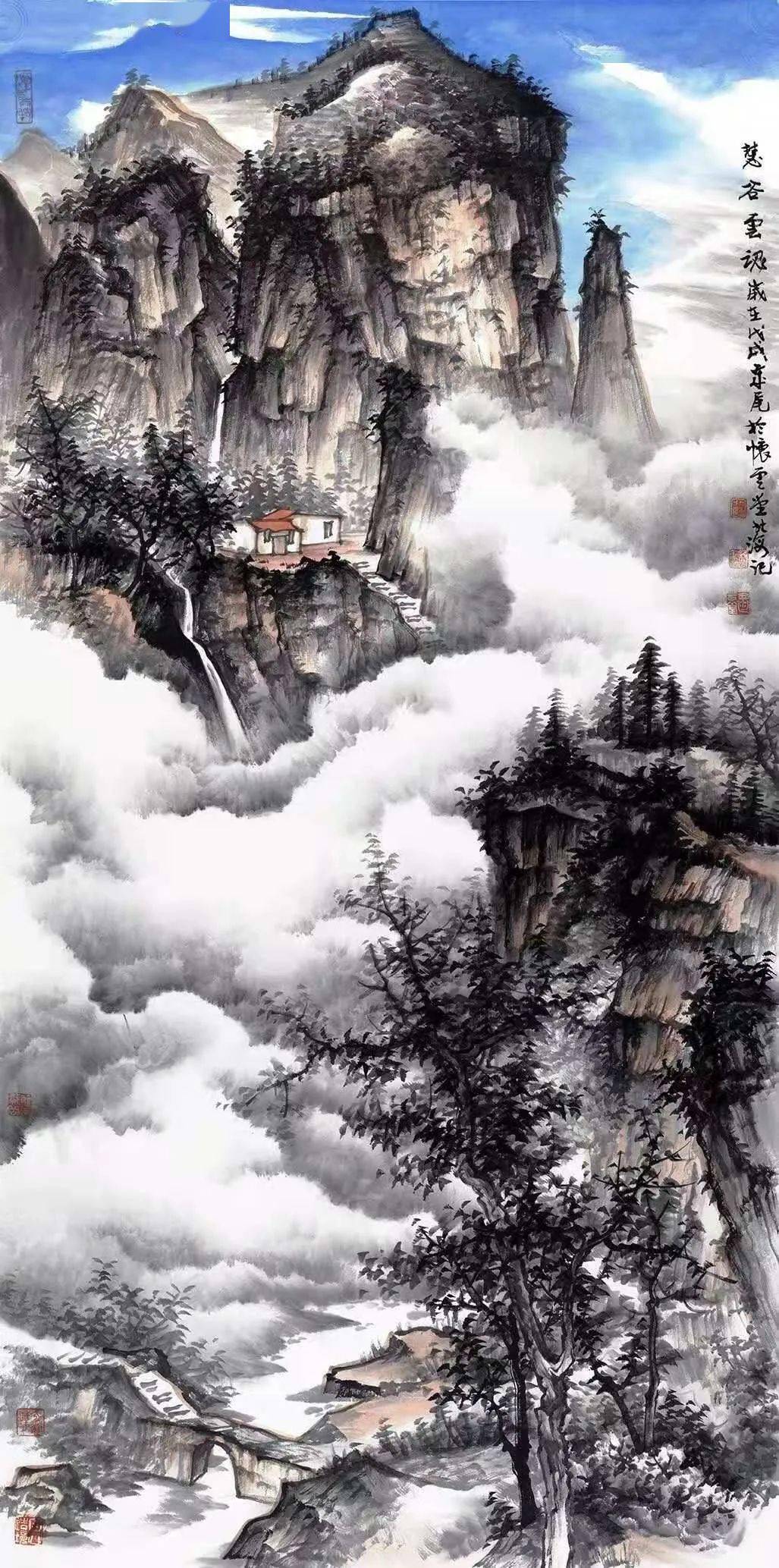 推荐作品丨北派山水画大家北海老师作品慧谷祥云