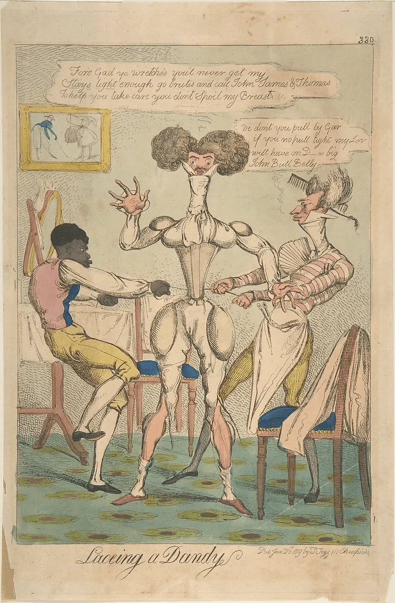 十九世纪的男子塑身衣讽刺漫画 