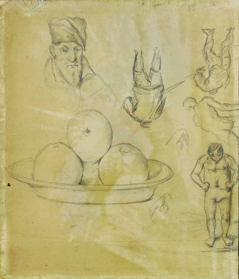 在"塞尚的素描"中,脸和身体有着静物的冷静("像个苹果一样!