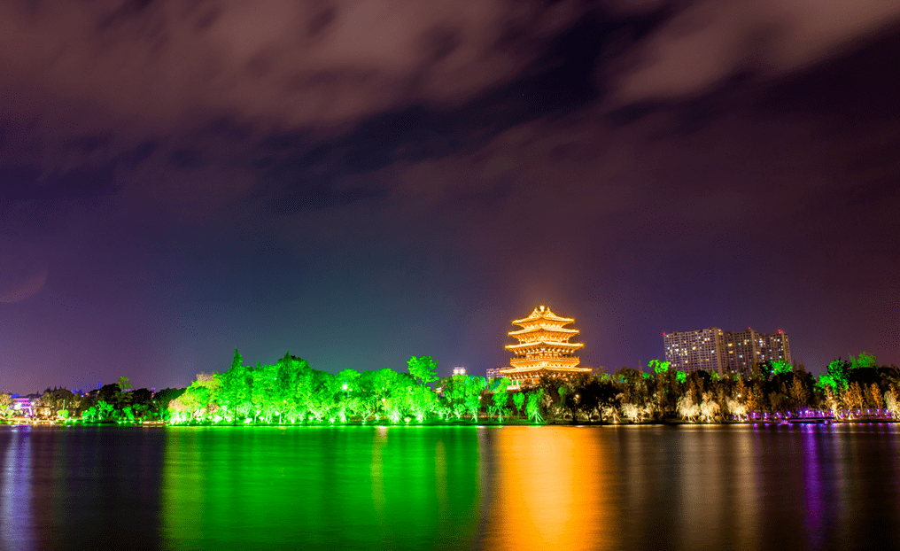 浦江金狮湖夜景图片