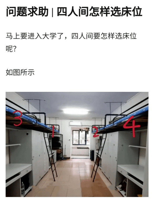 四人宿舍床位号图图片