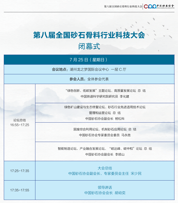 會議日程第八屆全國砂石骨料行業科技大會會議日程來了