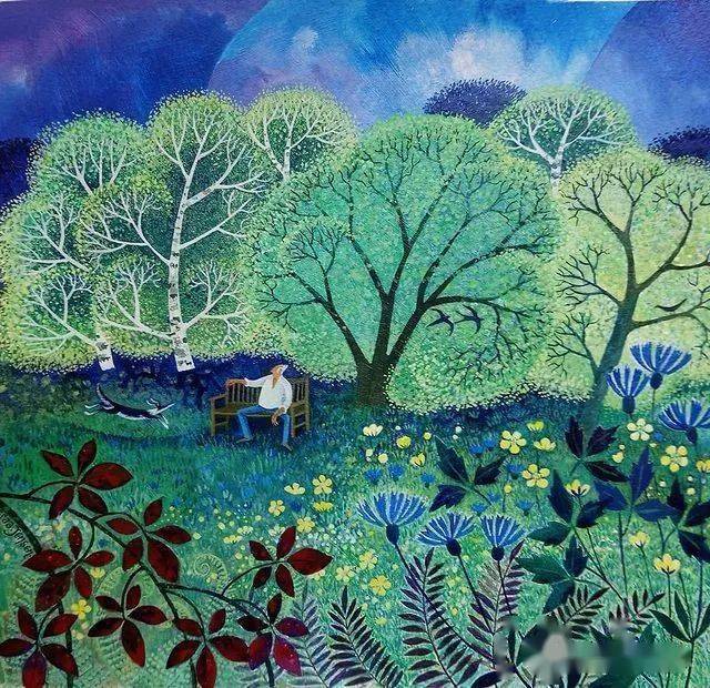 插画丨色彩缤纷明快富有层次感的童趣画面将自然美景与人物动物生动